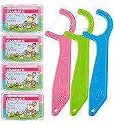 FAMILIFE Floss Picks, 200 Count Kids Flossers Fluoride Free 4 Travel Cases | Tooth Picks Flossers...