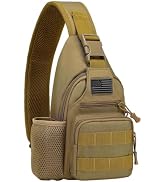 ZHIERNA Tactical Sling Crossbody Backpack with Water Bottle Holder, MOLLE EDC Shoulder Sling Ches...
