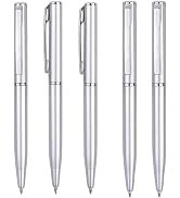 Rosojodg 5 Pcs Silver Small Pens Mini, Retractable Ballpoint, Writing Pen Short Pens Stainless St...
