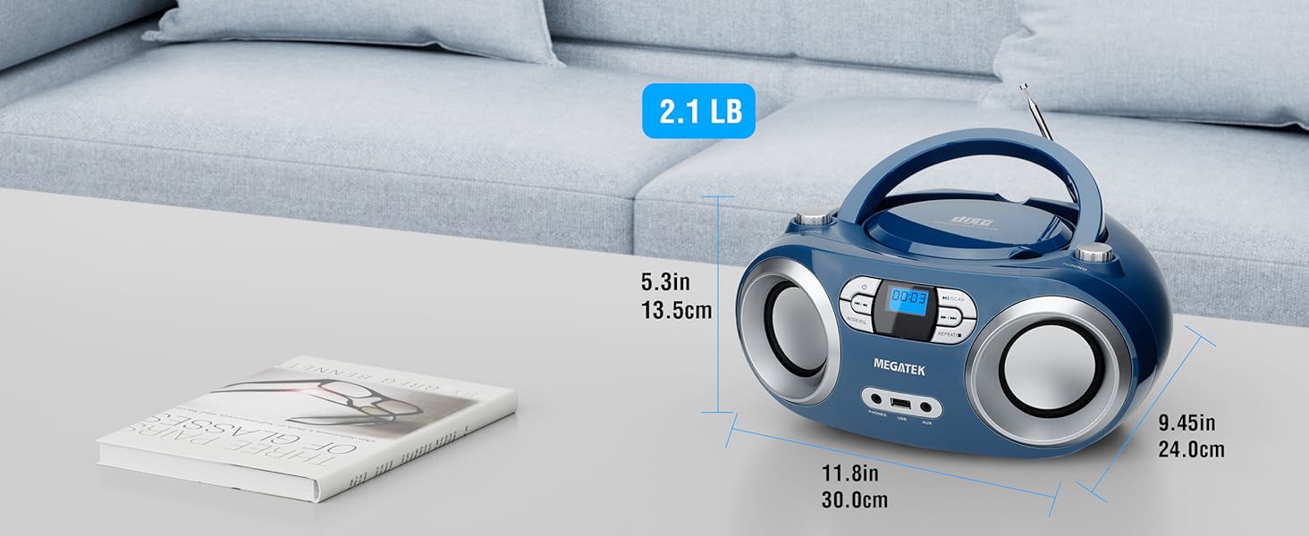 Portable CD Player Boombox with Item dimensions