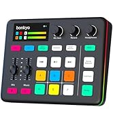 Bonkyo Gaming Audio Mixer & USB Interface with XLR Microphone, Bluetooth 5.0, RGB Effects, 48V Ph...