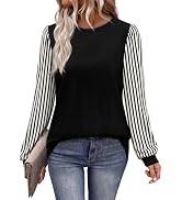 WIHOLL Long Sleeve Shirts for Women Fall Fashion Tops Trendy Color Block | Winter Clothing 2026, ...