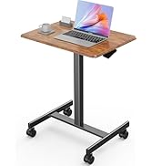 Sweetcrispy Mobile Small Standing Desk - Sit Stand Portable Rolling Laptop Desk with Lockable Whe...