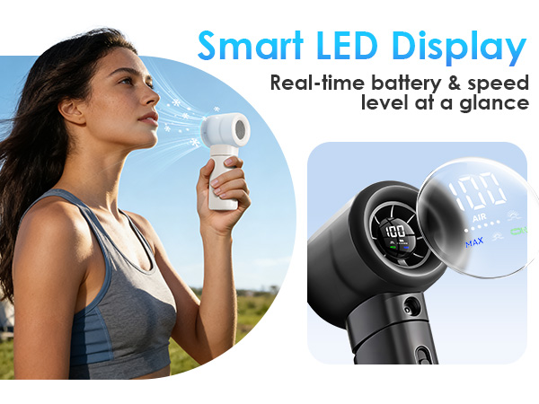 LED display Monitor remaining battery life, current speed setting, and mist mode—all at a glance