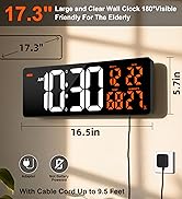 Large Digital Wall Mount Clock 17.3