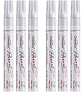 White Paint Markers Pens - Single color 6 Pack Permanent Oil Based Paint Pen, Medium Tip, Quick D...