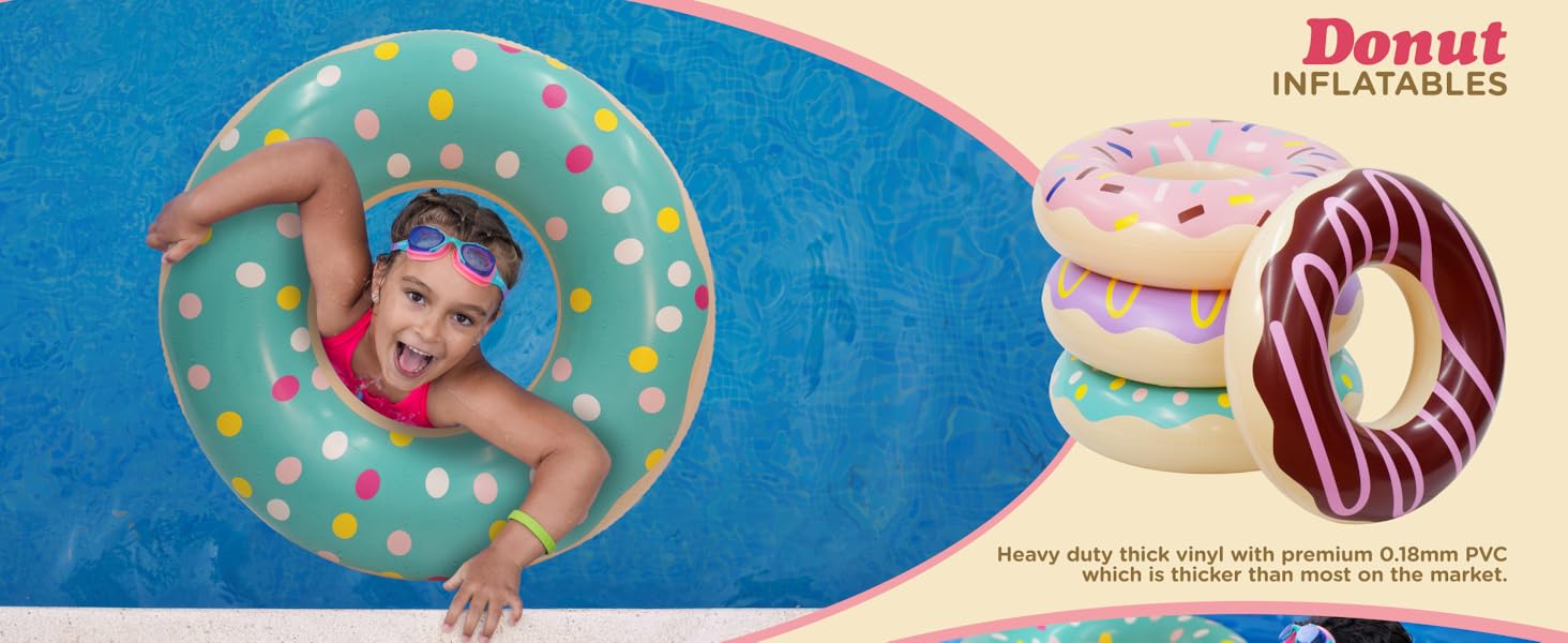 Children's Swim Rings4 Pack Donut Pool Floats for Kids &amp; Adults
