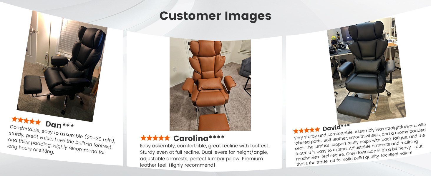 BESTFAIR Big and Tall Office Chair - High Back Executive Chair with Footrest &amp;amp; Lumbar Support