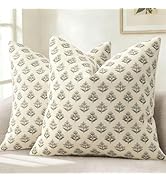 YCOLL Farmhouse Floral Print Throw Pillow Covers 18x18 Set of 2, Rustic Decorative Cushion Covers...