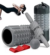 Krightlink 5-in-1 Foam Roller Set, Massage Roller Stick, Massage Ball, Resistance Band for Deep M...