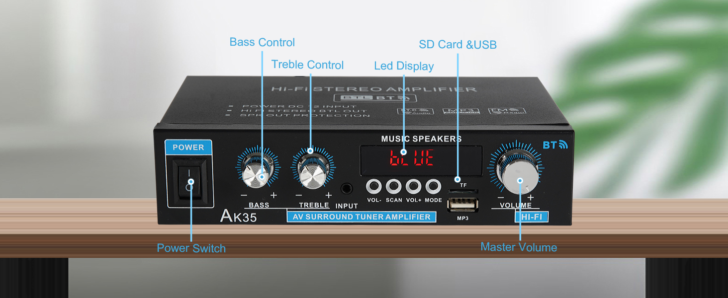 Stereo Home Audio Amplifier