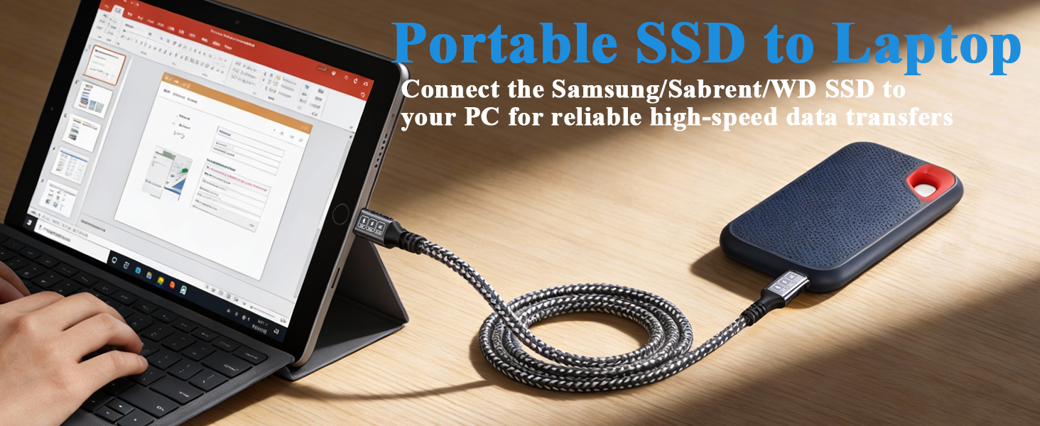 20gbps usb c data cable, connect the ssd to your laptop for reliable high-speed data transfers