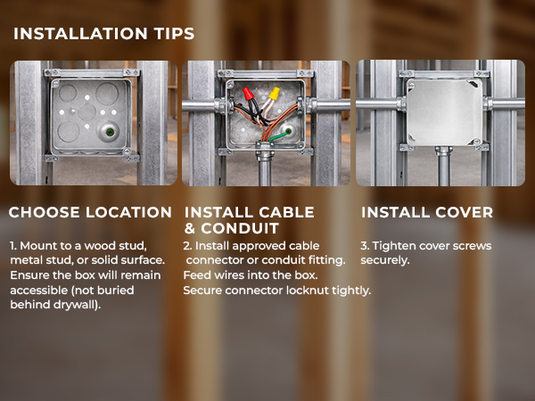 4x4 Electrical Junction Boxes with Blank Covers