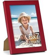 Vittanly 5x7 Picture Frame, Made of Solid Wood and Shatterproof Plexiglass, Wooden Photo Frame fo...