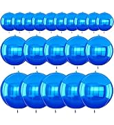 TONIFUL 16Pcs Large Navy Blue 4D Giant Round Foil Balloon 4D Mirror Metallic Mylar Sephere Balloo...