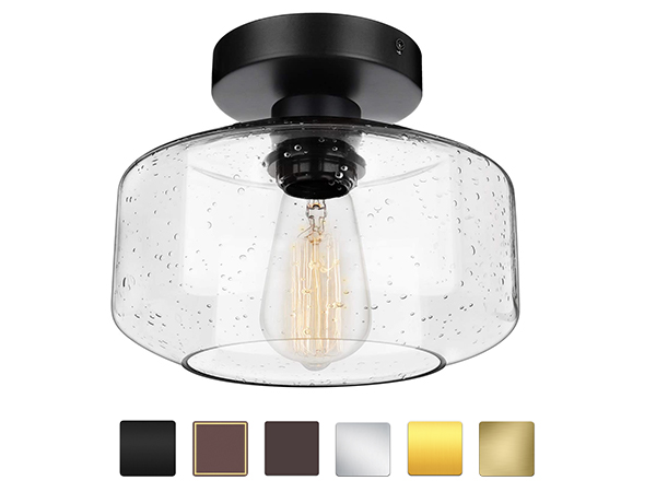 brass black golden sivler brown bronze ceiling light with seeded glass