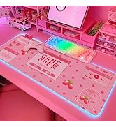 JMIYAV Pink RGB Gaming Mouse Pad 31.5x12 Inch PC XL Large Extended Glowing Led Light Up Desk Pad ...