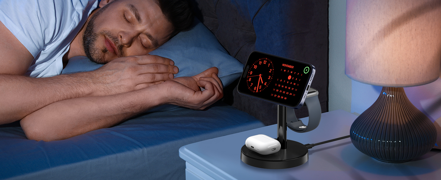 magsafe charger stand 3 in 1 charging station apple wireless iphone 17 16 15 14 13 12 watch airpods