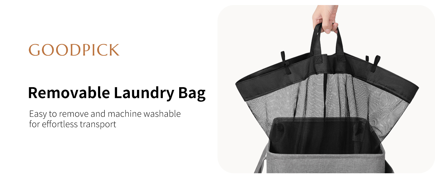 Goodpick Laundry Basket with Wheels and Lid