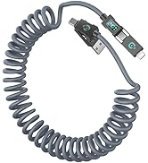 Haiteron 240W Coiled USB C Cable for Car,4 in 1 Charging Cable Fast Charging USB C to USB C Cable...