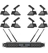 XTUGA YT8 UHF 8 Channel Desktop Gooseneck Microphone System Conference Mics Super-Low Background ...