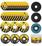 Grinding Cutting Wheels 5 inch Set - PRETEC 5" 20 Cut Off Wheels, 3 Grinding Wheels, and 3 Flap D...