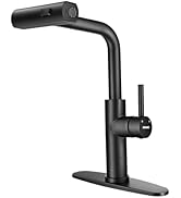 WEWE Waterfall Kitchen Faucet with Pull Down Sprayer, Black Kitchen Faucet with 3 Modes(Sweep/Str...