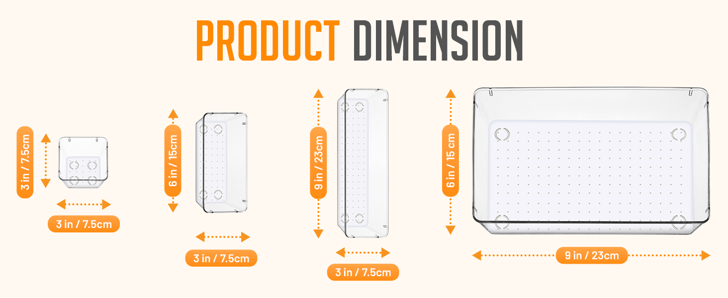 Drawer organizer set dimensions