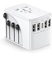 Universal Travel Adapter Worldwide - European Travel Plug Adapter Power Outlets 5V6.5A 5 USB Type...