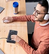 Koolertron 23-Key One-Handed Mechanical Keypad, Blue LED Backlit Portable Mini One-Handed Mechani...