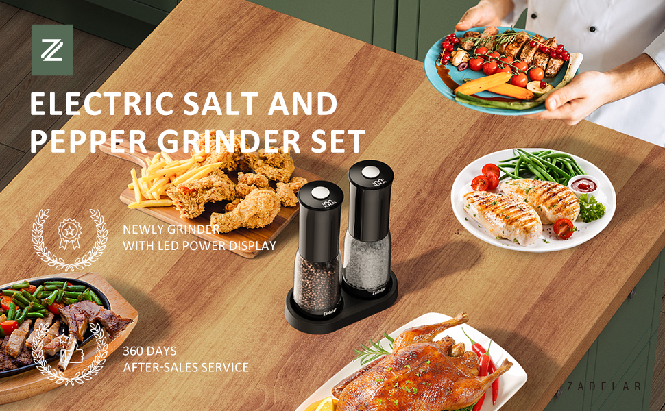 Electric Salt and Pepper Grinder Set 