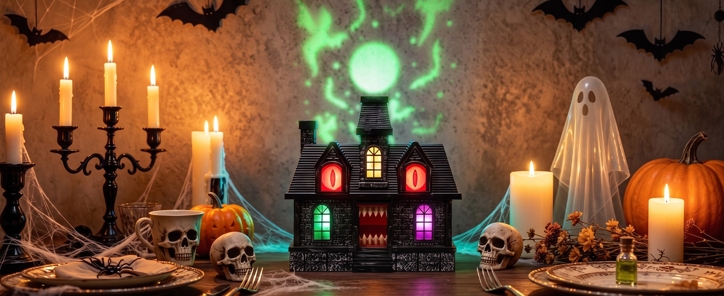 Halloween Projection Haunted House Decor, Colorful Lights