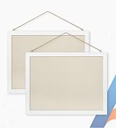 AMUSIGHT 2-Pack Double-Sided Cork Board with Linen, 16" x 12" Hanging Wood Framed Bulletin Board,...