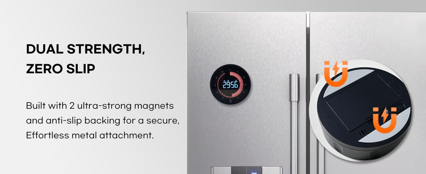 CreaViva Digital Kitchen Timer, Backlight, Visual timer, strong magnets anti slip pads