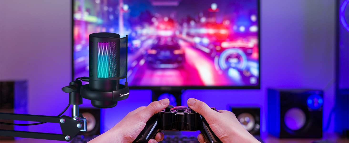 RGB Microphone for Gaming with Boom Arm