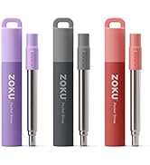 ZOKU - Reusable Straws with Case for Travel, Work and On the Go, Collapsible Stainless Steel Meta...