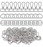 30 Pcs Metal D Ring Swivel Lobster Claw Clasp Hooks,Purse Hardware for Bag Making,Swivel Snap Hoo...