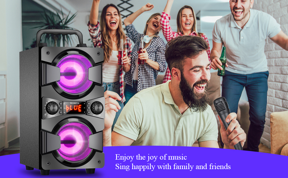 bluetooth_speakers_portable_wireless_with_radio_lights_subwoofer_outdoor_home_party_karaoke_machine