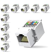 ZOERAX 10-Pack Cat6 Tool-Less RJ45 Keystone Jack, No Punch-Down Tool Required Module Coupler (Not...