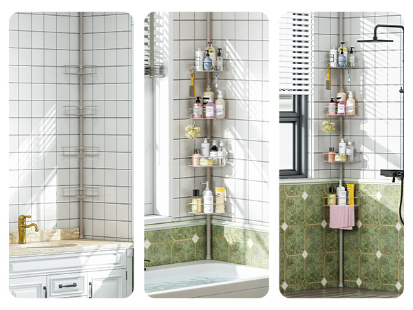 Urackify Corner Shower Caddy Tension Pole
