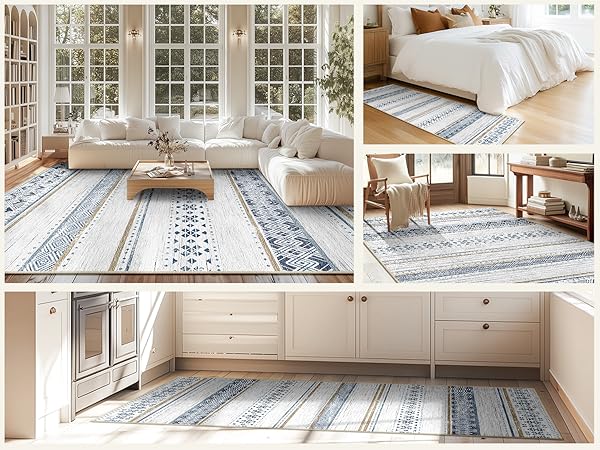 Moroccan 01 Area Rug-Blue Brown