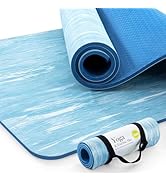 UMINEUX Extra Thick Yoga Mat, 2/5 Inch (10MM), Natural Rubber and TPE Non Slip Yoga Mats with Str...