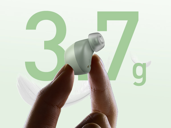 Ultra-lightweight 3.7g in-ear earbud design for comfortable everyday wireless listening