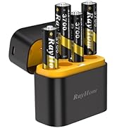 Rechargeable AA Lithium Batteries with Charger - 4 Pack Double A Batteries for Blink Camera, 1.5v...