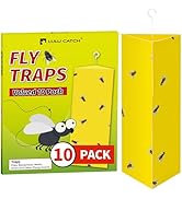 LULUCATCH Sticky Fly Traps, 10 Pack Fly Traps Indoor with Hanging Hook, Odorless Yellow Sticky Gn...