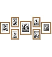Americanflat 7 Pack Dark Oak Gallery Wall Frame Set - One 11x14 Frame, Two 8x10 Frames, and Four ...