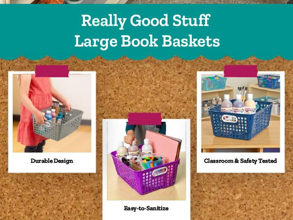 Really Good Stuff Large Book Baskets