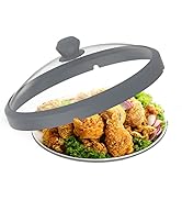 Microwave Glass Cover Splatter Guard Lid with Anti-scald Silicone Handles and Vented Edge for Foo...
