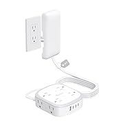 Outlet Cover Extension Cord Flat 6ft, NUTICT Flat Plug Power Strip with 8 Outlets &amp; 3 USB-C &amp; 1 U...