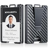 MNGARISTA 3K Carbon Fiber Badge Holder &amp; Wallet, Heavy Duty Credit Card Holder with Metal Clip, 4...